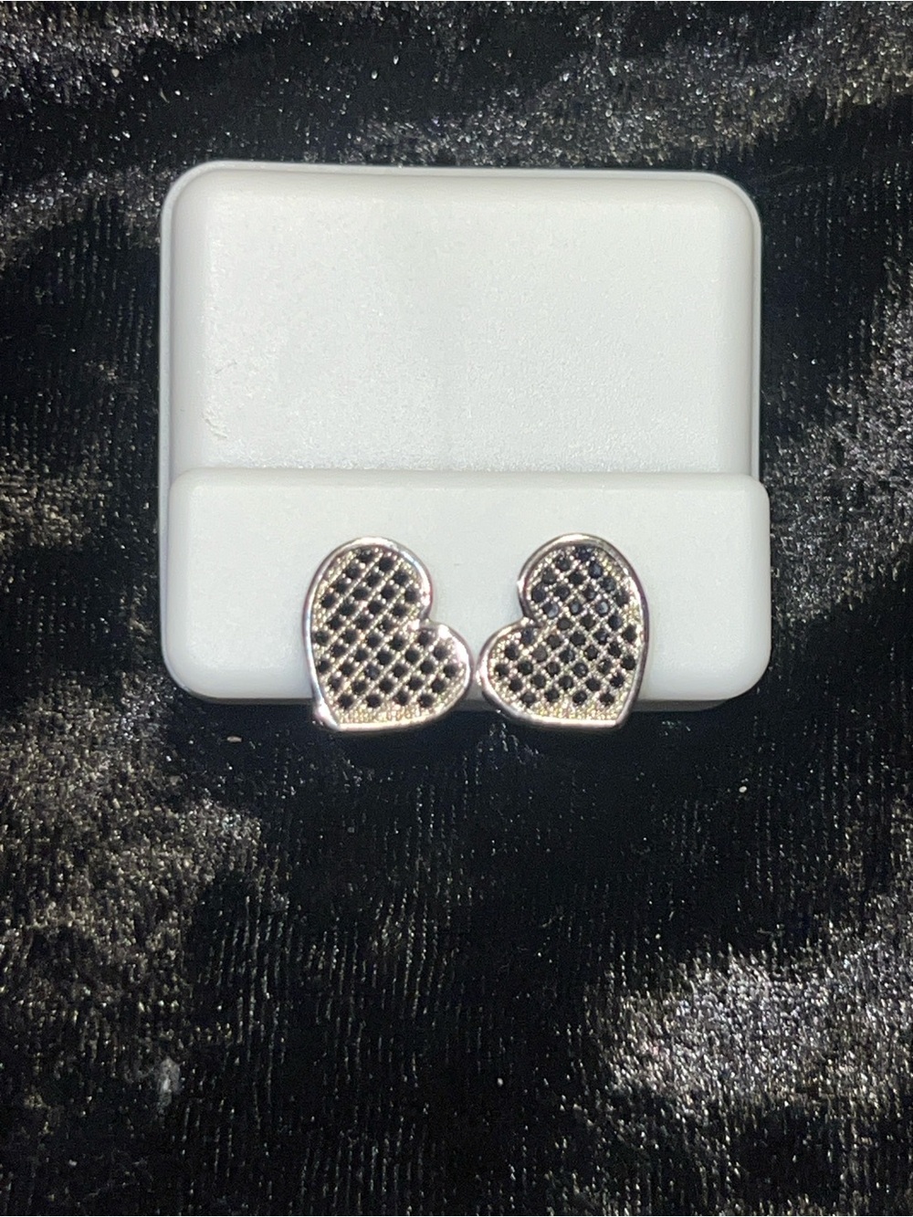 Silver Heart Lattice Stud Earrings